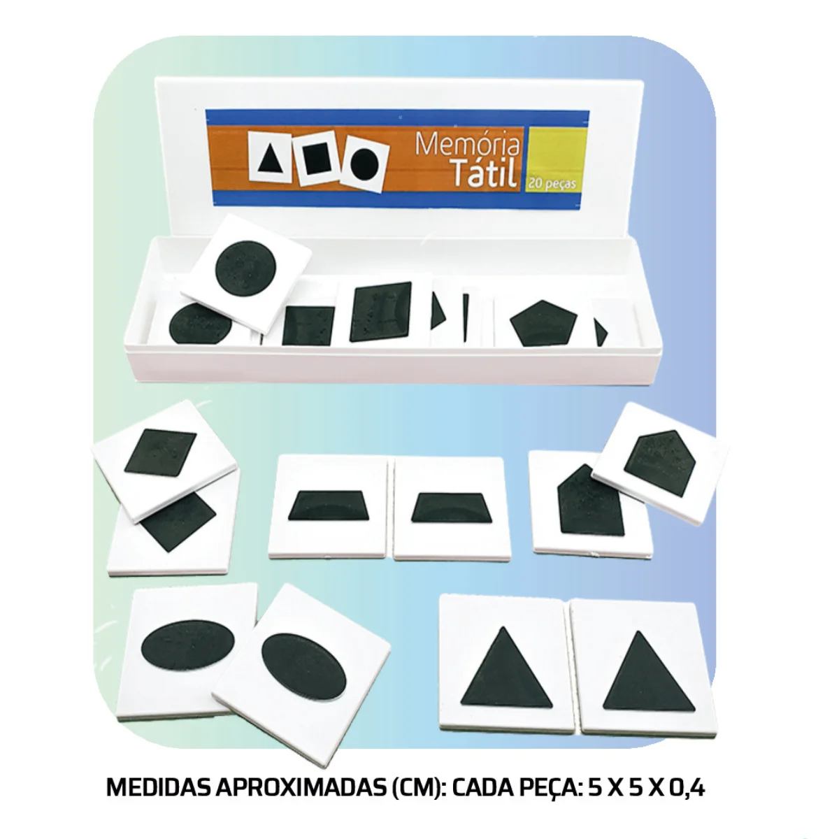 Memória Tátil de Figuras Geométricas com 20 Peças